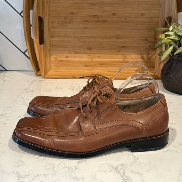 STACY ADAMS Corrado Bike Toe Lace-up Oxford tan brown office semi formal size 12 - Picture 1 of 9